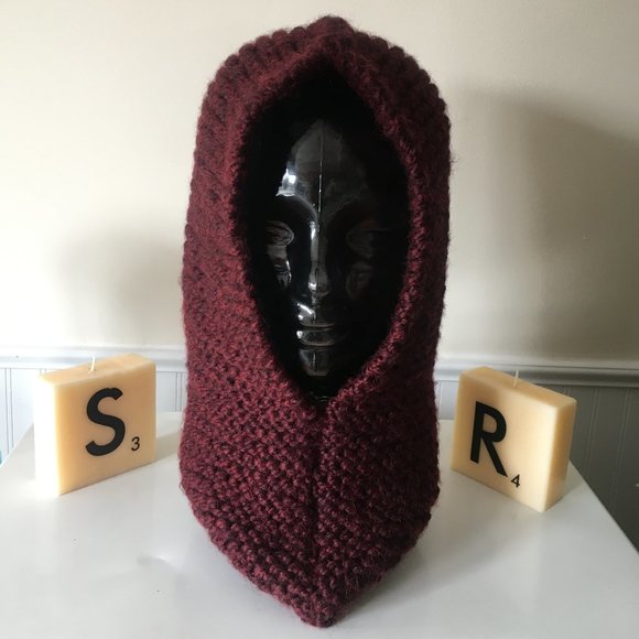 Hand-knitted, Super Chunky Knit, Claret Burgundy Hand-knitted Hoodie main image 4